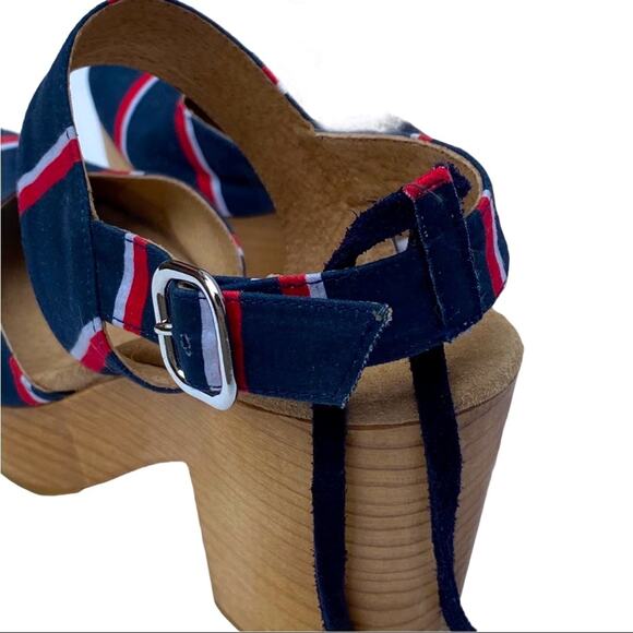 Free People 9 Sandals Clogs Heels Lace up Monaco Boho Festival 4th Nautical 70s - Picture 14 of 15